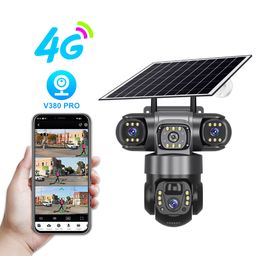 thumbnail for v380pro户外太阳能真三镜头监控三目4G版摄像头360度旋转手机远程