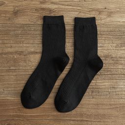 thumbnail for Meias masculinas de algodão para outono e inverno, meias de algodão de cor sólida até a metade da panturrilha, meias masculinas pretas, meias longas masculinas, meias sociais brancas para primavera e verão.