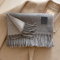 thumbnail for Multi-Color Tassel Wool Blend Scarf for Autumn and Winter Warmth and Cold Protection, Versatile Soft Pure Color Scarf, Unisex