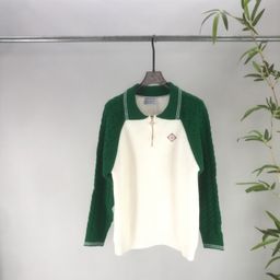 thumbnail for Fashionable European Ca lapel long-sleeved embroidered knitted polo shirt Summer unisex spot cross-border
