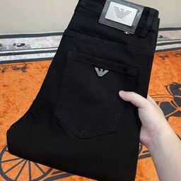 thumbnail for European pure black jeans men's spring and autumn loose straight Korean version washed stretch slim casual long pants men