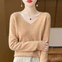 thumbnail for Manufacturer autumn and winter wool sweater top new first-line ready-to-wear wool base shirt women's cashmere pullover wool sweater