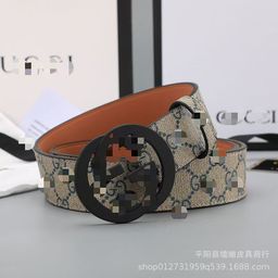 thumbnail for New Korean Style Belt Men&#039s Double g Smooth Buckle Genuine Leather Belt Letter Fashion Trendy Versatile Trouser Belt Factory Direct Sale