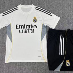 thumbnail for Novo Real Madrid Barcelona Club Roupa Infantil Conjunto de Treinamento Conjunto Esportivo Casual Manga Curta Calças com Zíper Duplo Bolso Bordado