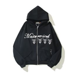 thumbnail for Fall/Winter Travis Scott skull print graffiti lettering men's fleece zip-up hooded sweatshirt jacket