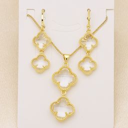 thumbnail for High-end large zirconium copper plated 18K gold petal floral simple and unique versatile necklace, pendant earrings, and hangers