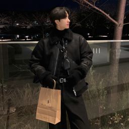 thumbnail for MYQ High-grade Collar Cotton-padded Coat Men&#039s Winter Loose Warm Cotton-padded Coat Korean Fashionable Lamb Wool Jacket