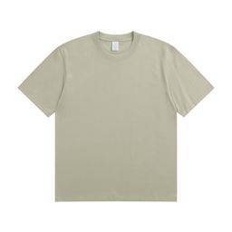 thumbnail for 2025 t-shirt de algodão para homens 230g de cor sólida pesada com gola redonda de manga curta casual algodão penteado para homens e mulheres t-shirt nos ombros
