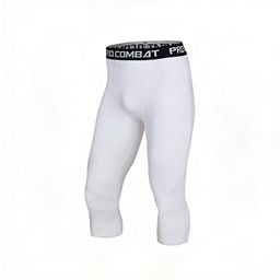 thumbnail for Cross-border foreign trade basketball 7/10 leggings, sports gear, 5/10 pants for men's fitness training, 9/10 white high elastic compression