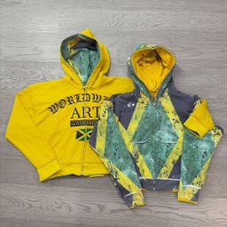 thumbnail for Autumn & Winter New American Print Reversible Personality Fashion Street Y2K Loose Vintage Hooded Zipper Sweatshirt