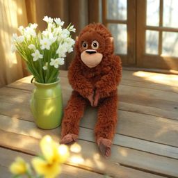 thumbnail for Cute Monkey Plush Doll Pillow Couple Style Long-Armed Monkey Doll Children's Toy Cartoon Hugging Monkey