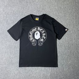 thumbnail for Long-Term Bape Cross-Border Export Short-Sleeved Cross Little Monkey Sanskrit Print Trendy Loose Round Neck for Men and Women