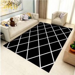 thumbnail for Tapete nórdico geométrico para quarto, sala de estar, escritório, sofá, sala de café, luxo leve, resistente a manchas, manta de cristal, veludo.