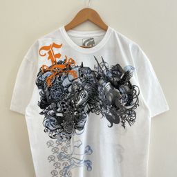 thumbnail for Cross-border Gothic T-shirt European and American Retro Style TAPOUT MPS Pattern T-shirt Men's Y2K Black T-shirt