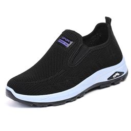 thumbnail for Spring and Autumn Old Beijing Cloth Shoes Women's Non-slip Soft Sole Plaid Mom's Shoes Slip-on Lazy Shoes Middle-aged and Elderly Flat Shoes