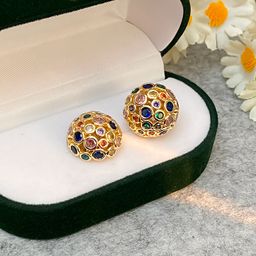 thumbnail for Vintage Spherical Earrings, Luxury Royal Style Stud Earrings