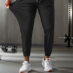 thumbnail for Calças masculinas de verão de seda gelo de náilon finas respiráveis de tamanho grande calças elásticas casuais planas de secagem rápida