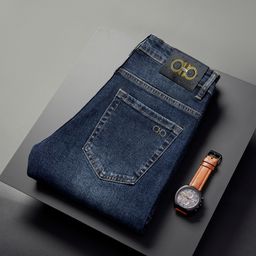 thumbnail for Guangzhou Xintang jeans men's autumn new slim foot elastic trend European cross-border youth men's wear wholesale