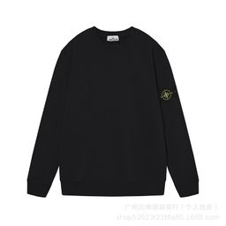 thumbnail for Cross-Border Authentic Classic Stone Monkey Island Solid Color Round Neck Badge Long-Sleeve Pullover Sweatshirt for Men and Women