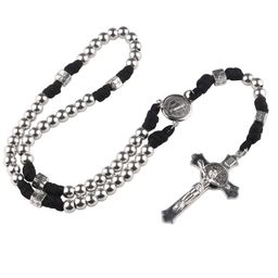 thumbnail for Cross-border hot selling alloy braided rope cold wind rosary bead beaded necklace neutral versatile jewelry source