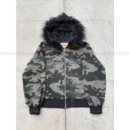 thumbnail for European and American punk camouflage fur hats zipper sweatshirts sweatshirt suits long sleeve pullovers hoodies vintage coats