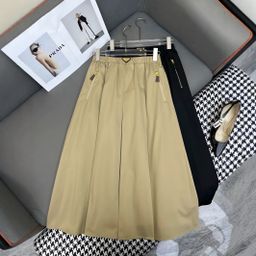 thumbnail for 25SS new premium version triangular badge decoration pleated skirt midi skirt with elegant temperament