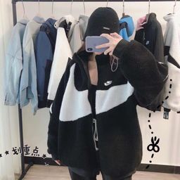 thumbnail for 2025 Winter Fleece Jacket with Large Logo, Unisex Double-Sided Jacket, Lamb Wool Couple's Stand-Up Collar Trench Coat