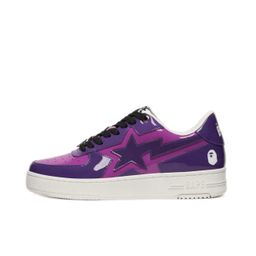thumbnail for BAPESSTALOW new patent leather purple gray blue trendy couple's casual vibe low-top sneakers