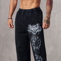 thumbnail for American Trendy Brand Youngla Fitness Training Sports Pants European and American Joggers Loose Straight Printed Casual Pants