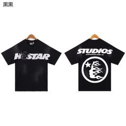 thumbnail for Real Shot of European and American Trendy Brand Hellstar Retro Washed Distressed Round Neck T-Shirt and Casual Shorts Couple Style