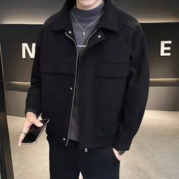 thumbnail for Tweed jacket men's coat autumn winter 2023 new high-end ruffian casual top short woolen top
