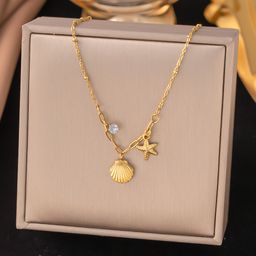 thumbnail for Cross-border explosive fashion stainless steel pendant commuter style temperament versatile titanium steel love tassel necklace