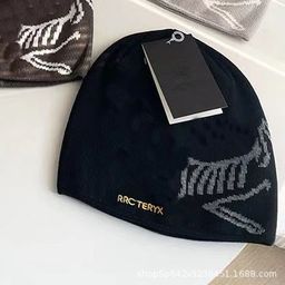 thumbnail for Autumn and winter: R letter jacquard beanie, thickened large version of the cuffed men's and women's versatile warm pullover hat, bird cold hat~
