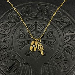 thumbnail for Punk hip-hop Thai silver plated 22K gold military medal sword small pendant necklace high-end autumn and winter sweater chain accessories