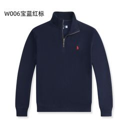 thumbnail for Cross-border spring and autumn American RL pony embroidered sweatshirt stand-up collar half-height zipper pure cotton POLO cardigan casual top