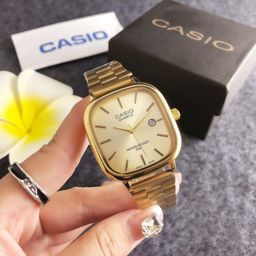 thumbnail for 外贸手表女方形奢华金色手表防水日历运动手表复古时尚男款石英表