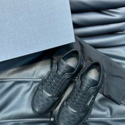 thumbnail for European Station Men&#039s Shoes 2024 Autumn New Casual Triangle Print Colorblock Thick Bottom Lace-up Leather Fashion sneaker