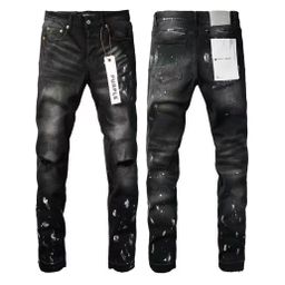 thumbnail for Cross-Border American-Style Purplebr High Street Ripped Embroidered Patchwork Vintage Straight-Leg Jeans Amlri Stretch Denim