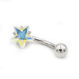 thumbnail for AliExpress Amazon Piercing de aço de titânio pentagrama zircão umbigo joias piercing joias para o corpo brincos atacado