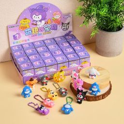 thumbnail for 24 Boxes of Kuromi Doll Keychain Blind Boxes Birthday Gifts Elementary School Student Prizes Small Toys Dolls Blind Draw