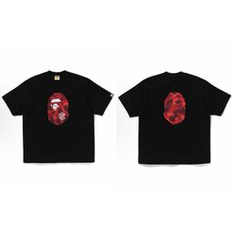 thumbnail for Camiseta unissex BAPE com estampa de cabeça de macaco, manga curta, algodão grosso, estilo shark monkey, para exportação transfronteiriça por atacado.