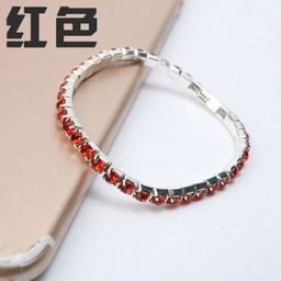 thumbnail for Nueva eBay Venta caliente europea y americana joyería popular diamante completo multi-color de una sola fila estiramiento de las mujeres pulsera de la joyería al por mayor