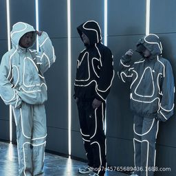thumbnail for Cross-border Alcatraz Joint Small Hook Jacket Coat Men&#039s and Women&#039s Loose Windbreaker Waterproof Heavy Craft Reflective Strip Top