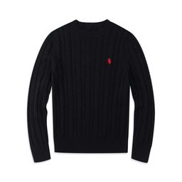thumbnail for Autumn and Winter Round-Neck Cable Knit Sweater for Men, Business Casual Wool Blend Polo with Pony Logo, Couple Knitwear