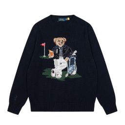 thumbnail for Correct version One to one R*L Raff Heavy Industries Bear classic car autumn and winter knitted crew neck sweater for men and women