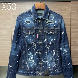 thumbnail for X53 New D2 Denim Jacket Men's European Style Graffiti Inkjet Personality Tide Wash Long Sleeve Jeans