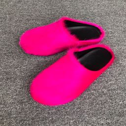 thumbnail for European and American new flatcake thick-soled candy leather horsehair toe semi-slippers to wear casual flat lazy women's shoes