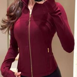 thumbnail for Sports Women's Gold Zipper Series Yoga Wear Women's Jacket Breathable Athletic Top Long Sleeve Gym Wear Jacket