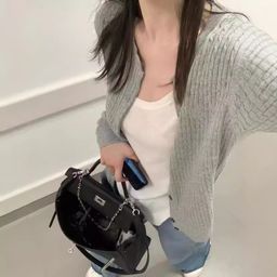 thumbnail for 2025 Spring New Pony Label New Embroidered Women's Round Neck Twist Temperament Commuting Knitted Cardigan Top