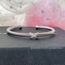 thumbnail for David XX Yurman European and American popular diamond-set twisted wire X open bracelet wish ebay DB94